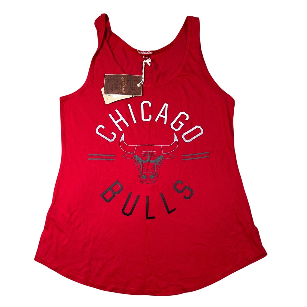 Mitchell & Ness Chicago Bulls Womens Red Graphic Tank Top Size M NBA Basketball